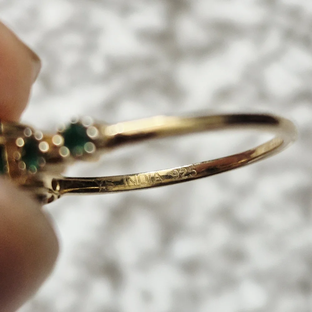 14k Yellow Gold Vermeil Emerald Engagement Ring - Picture 6 of 7